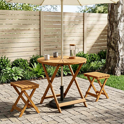 vidaXL Folding Garden Table Natural Ø70 x 75 cm Solid Acacia Wood - Brown