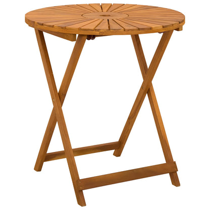 vidaXL Folding Garden Table Natural Ø70 x 75 cm Solid Acacia Wood - Brown