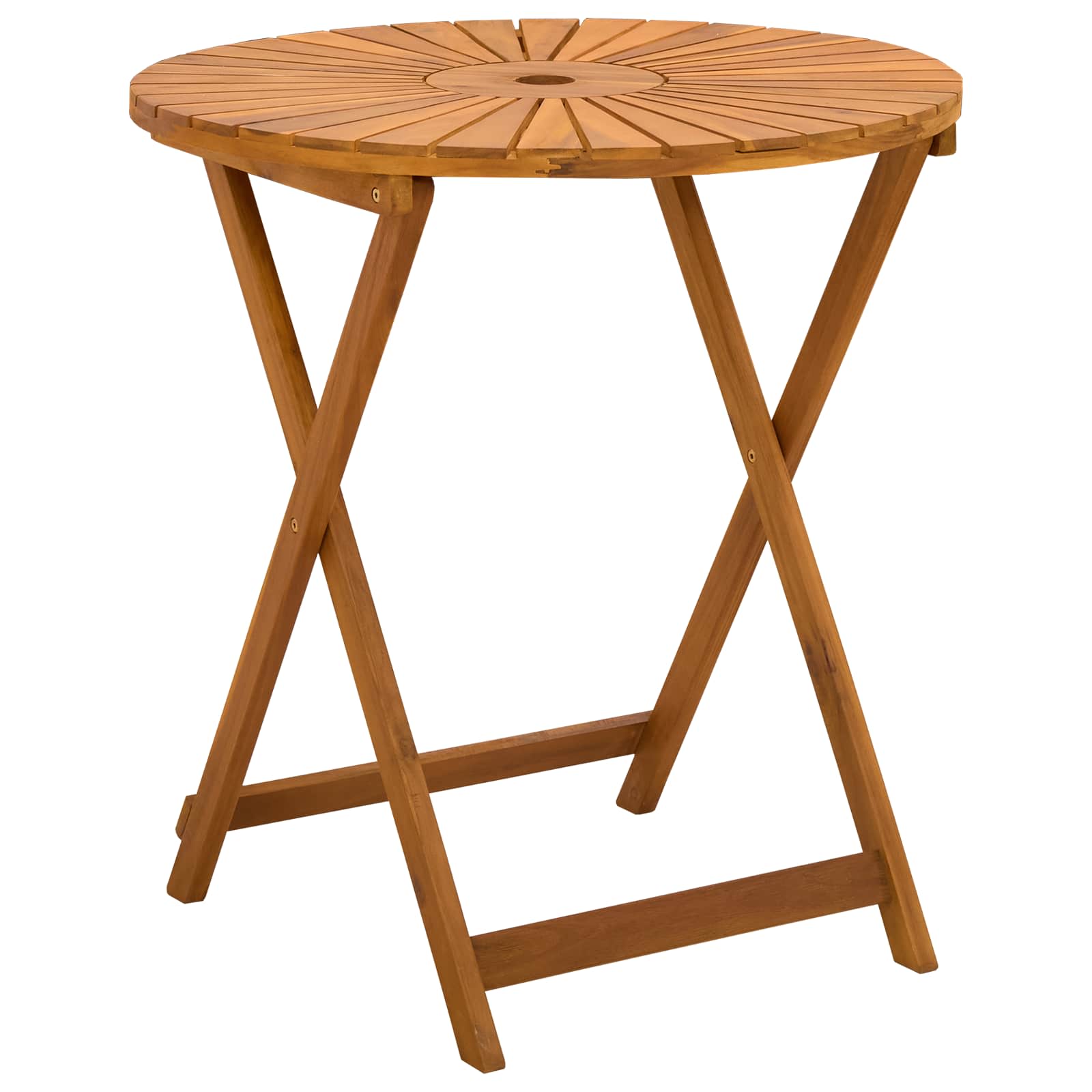 vidaXL Folding Garden Table Natural Ø70 x 75 cm Solid Acacia Wood - Brown