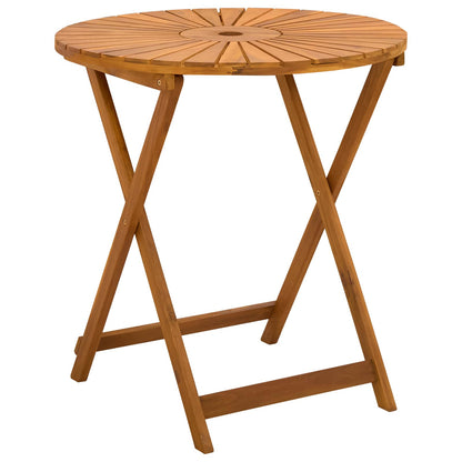 vidaXL Folding Garden Table Natural Ø70 x 75 cm Solid Acacia Wood - Brown