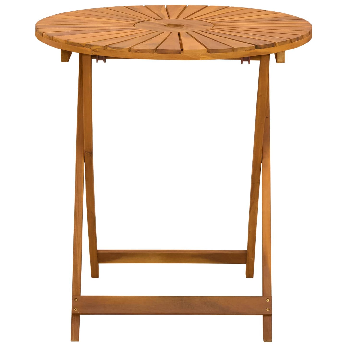 vidaXL Folding Garden Table Natural Ø70 x 75 cm Solid Acacia Wood - Brown