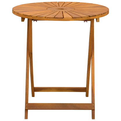 vidaXL Folding Garden Table Natural Ø70 x 75 cm Solid Acacia Wood - Brown