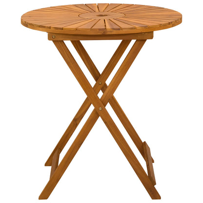 vidaXL Folding Garden Table Natural Ø70 x 75 cm Solid Acacia Wood - Brown
