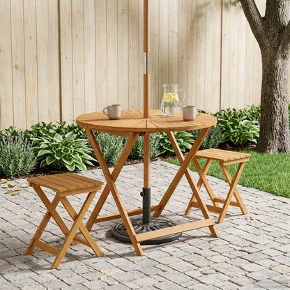 vidaXL Folding Garden Table Natural Ø90 x 75 cm Solid Acacia Wood - Brown