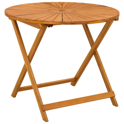 vidaXL Folding Garden Table Natural Ø90 x 75 cm Solid Acacia Wood - Brown
