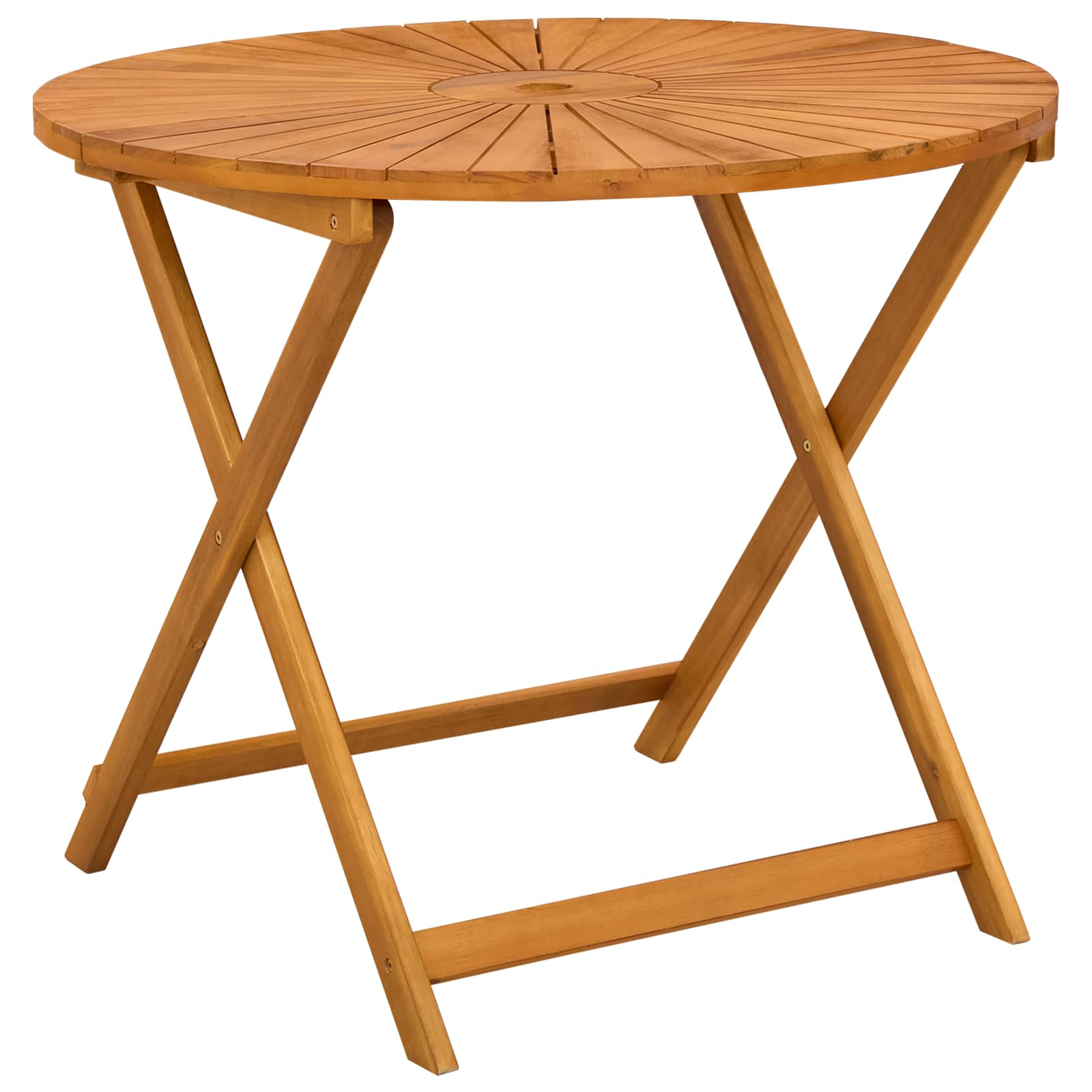 vidaXL Folding Garden Table Natural Ø90 x 75 cm Solid Acacia Wood - Brown