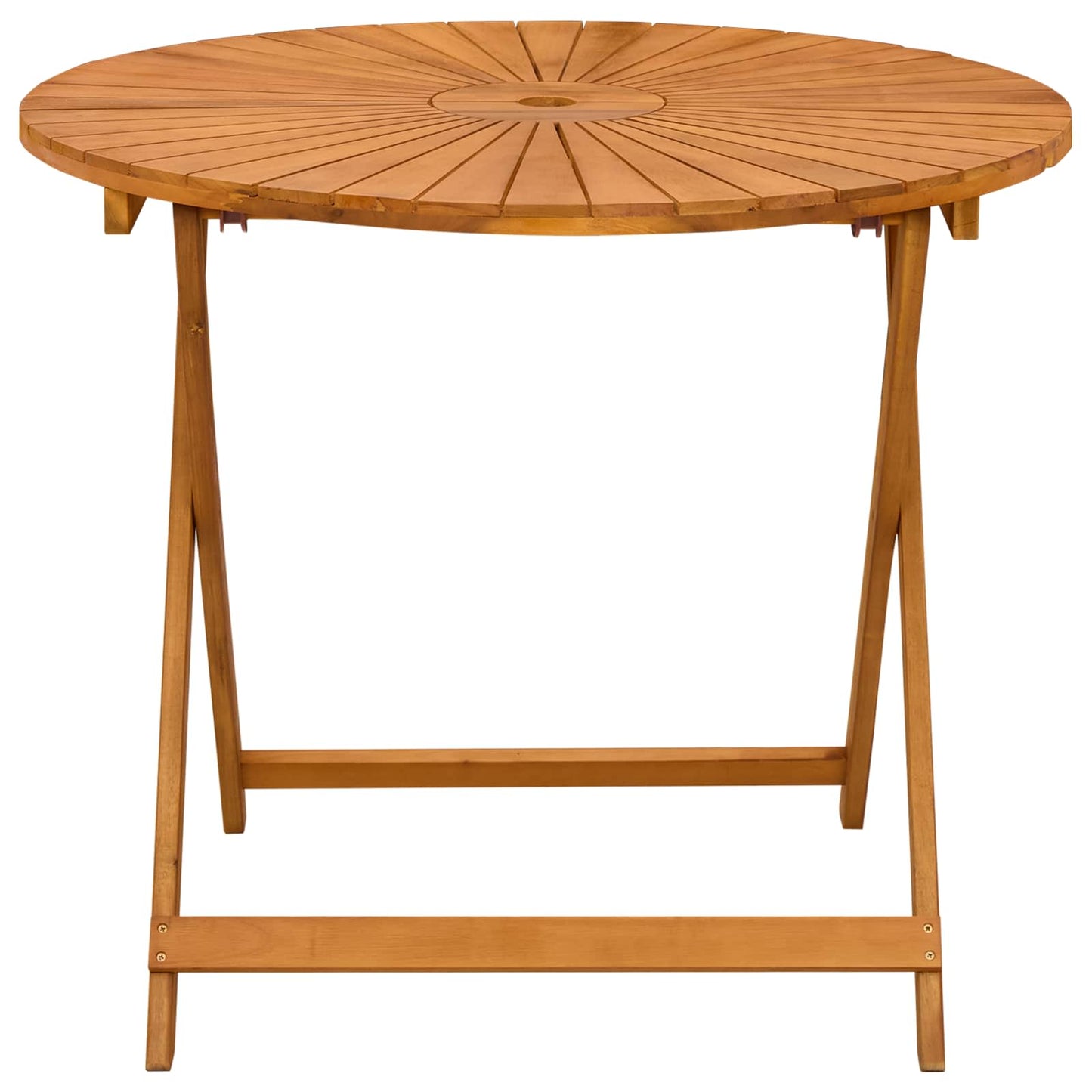 vidaXL Folding Garden Table Natural Ø90 x 75 cm Solid Acacia Wood - Brown