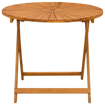 vidaXL Folding Garden Table Natural Ø90 x 75 cm Solid Acacia Wood - Brown