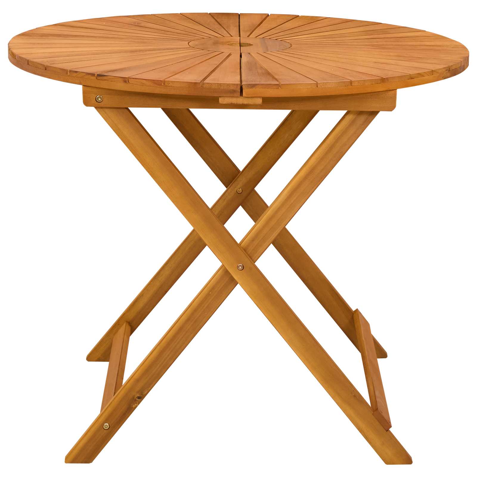vidaXL Folding Garden Table Natural Ø90 x 75 cm Solid Acacia Wood - Brown