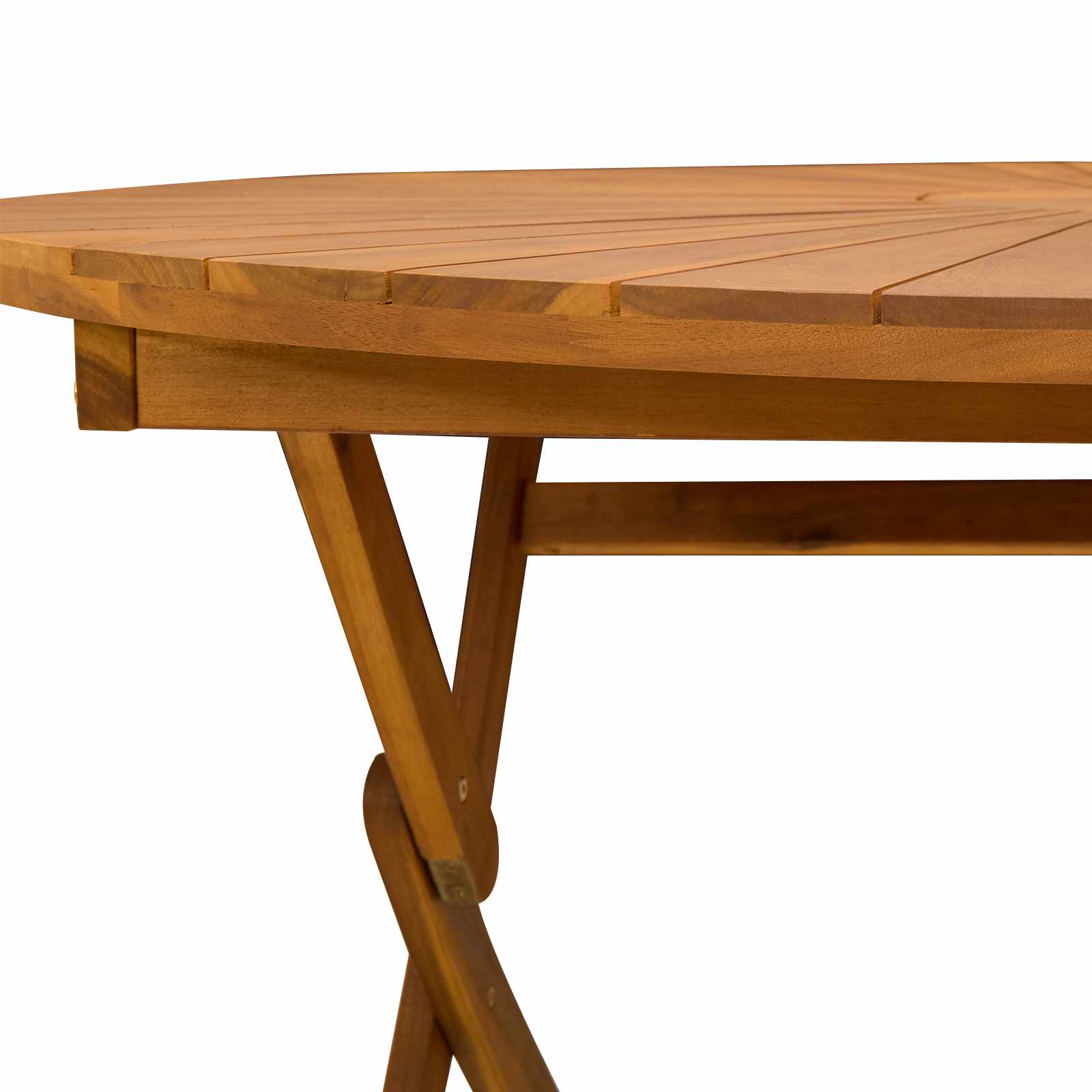 vidaXL Folding Garden Table Natural Ø110 x 75 cm Solid Acacia Wood - Brown