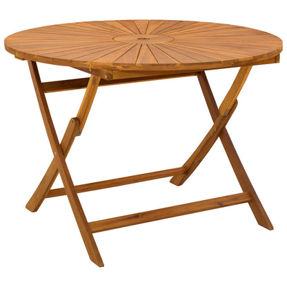 vidaXL Folding Garden Table Natural Ø110 x 75 cm Solid Acacia Wood - Brown