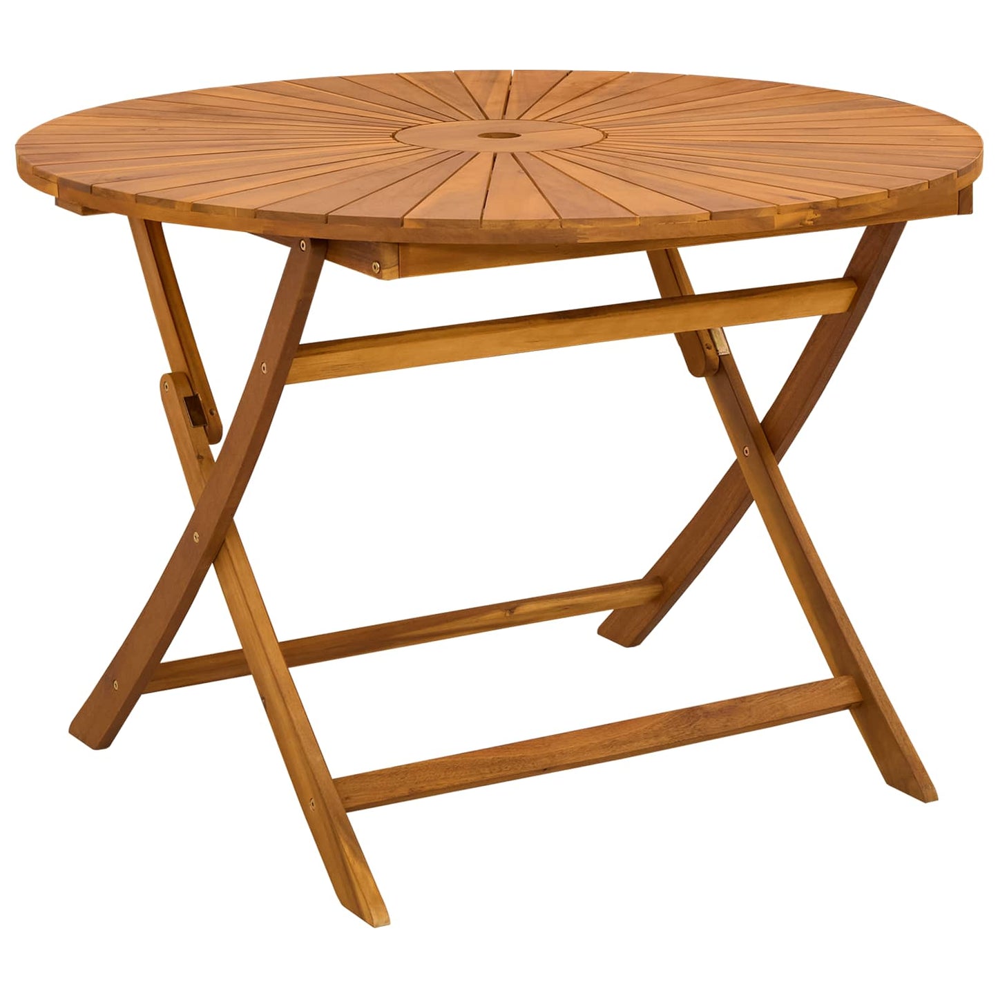 vidaXL Folding Garden Table Natural Ø110 x 75 cm Solid Acacia Wood - Brown