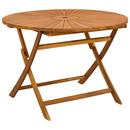 vidaXL Folding Garden Table Natural Ø110 x 75 cm Solid Acacia Wood - Brown