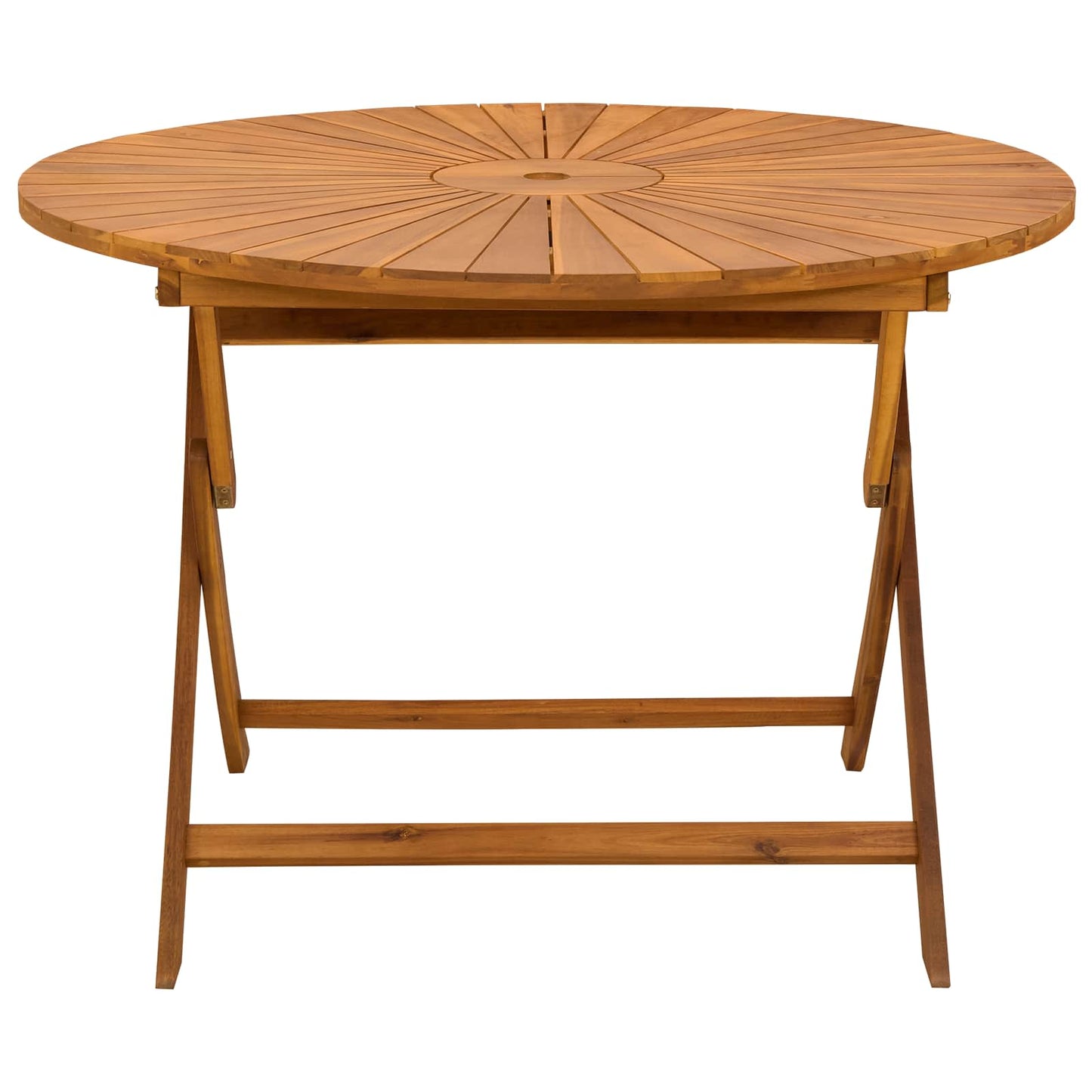 vidaXL Folding Garden Table Natural Ø110 x 75 cm Solid Acacia Wood - Brown