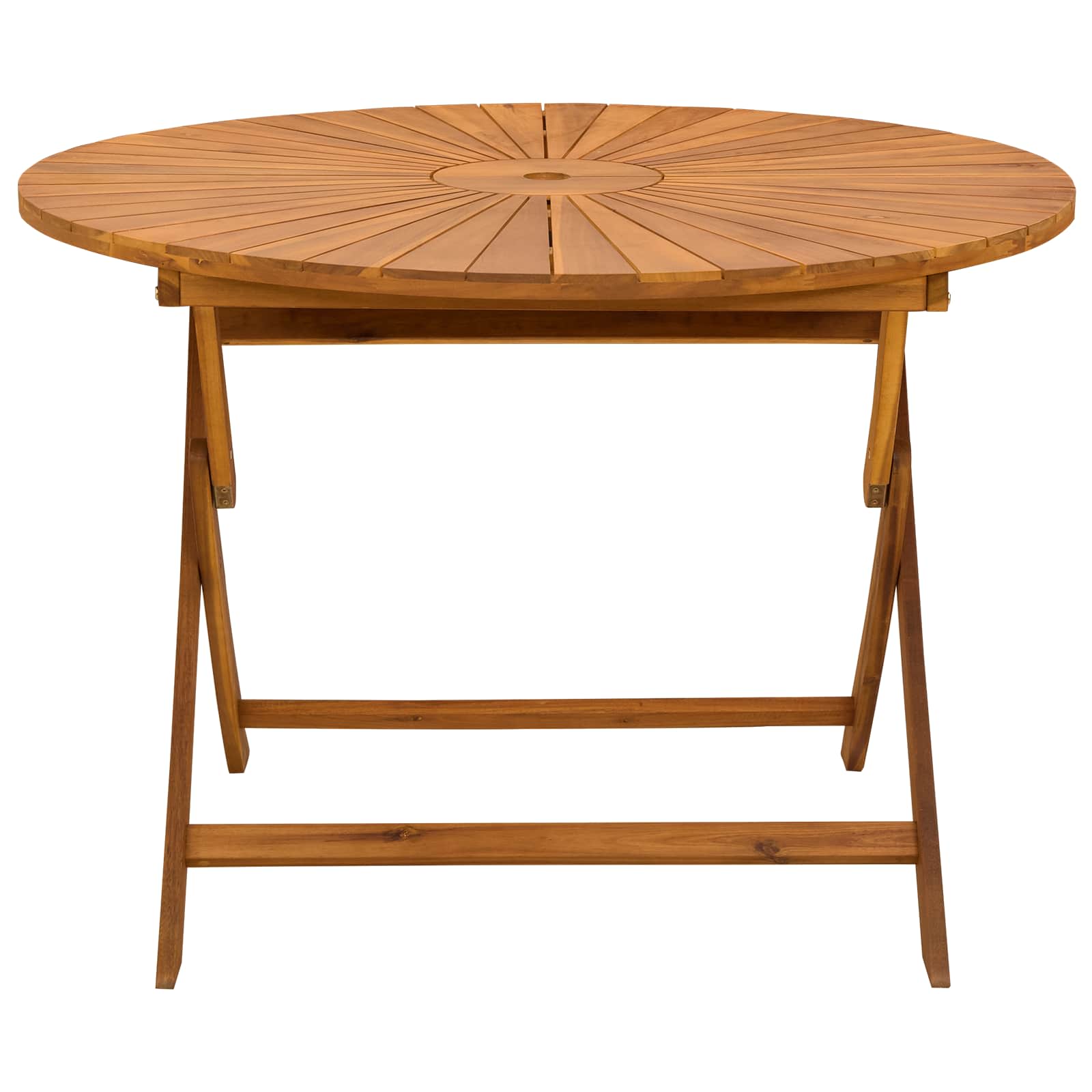 vidaXL Folding Garden Table Natural Ø110 x 75 cm Solid Acacia Wood - Brown