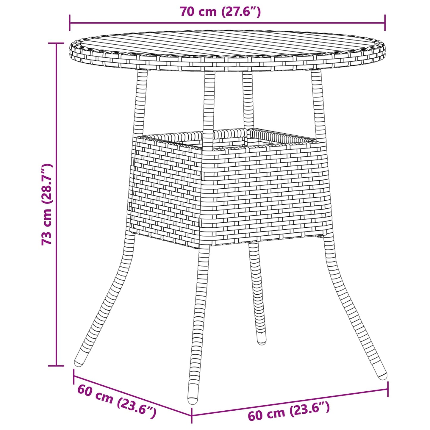 vidaXL Dinner Table Grey and Acacia 70 x 70 x 73 cm Solid Acacia Wood