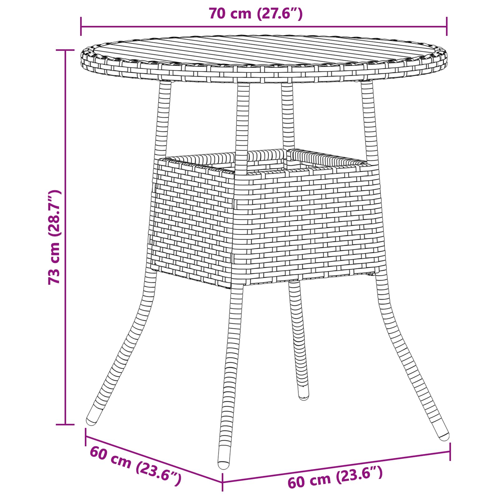 vidaXL Dinner Table Grey and Acacia 70 x 70 x 73 cm Solid Acacia Wood