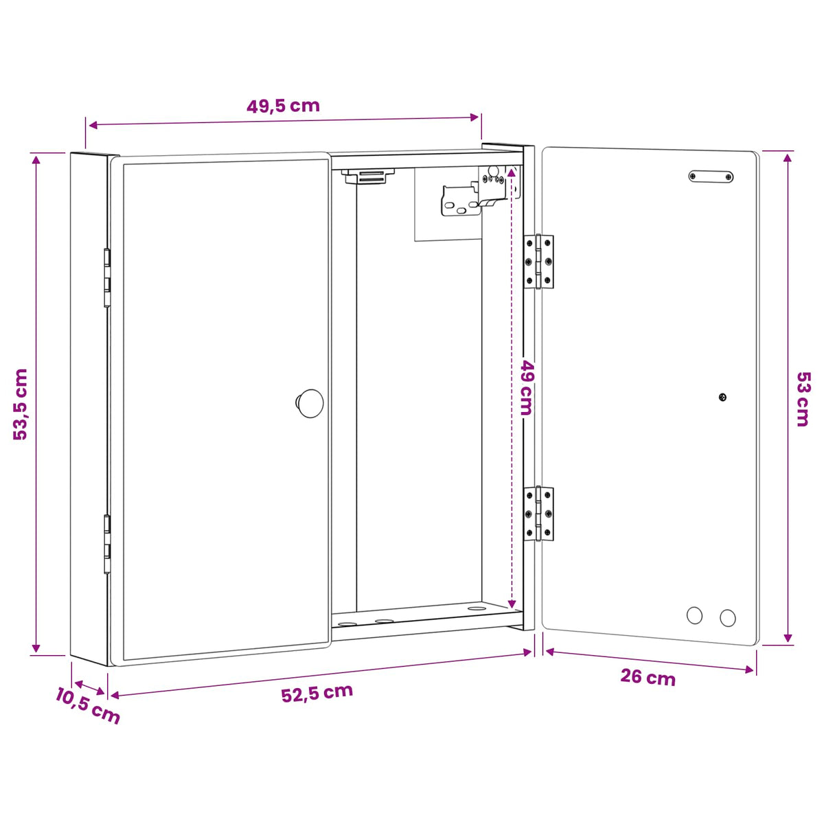 vidaXL Dartboard Cabinet BREDA White 52.5 x 10.5 x 53.5 cm