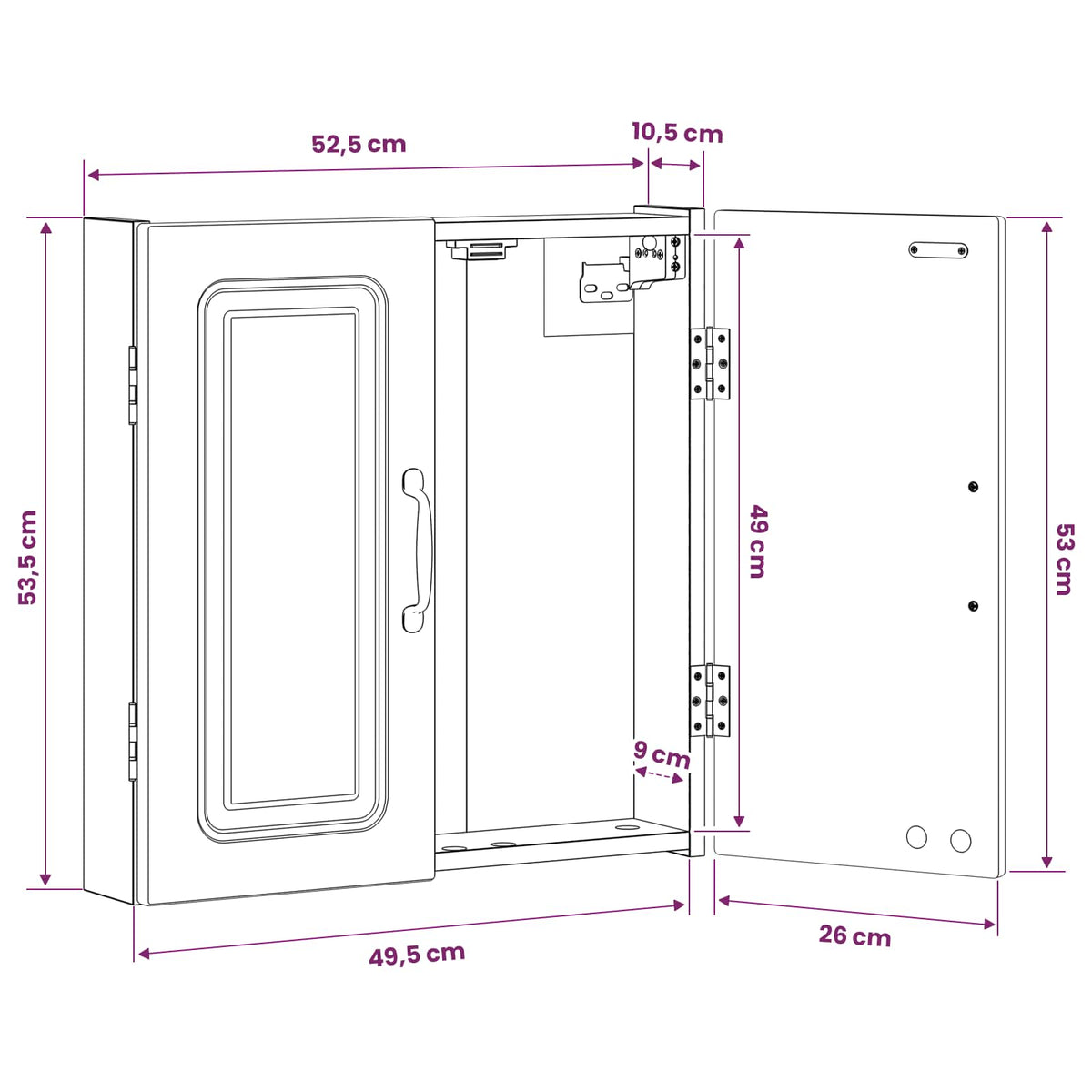 vidaXL Dartboard Cabinet UTRECHT Concrete Grey 52.5 x 10.5 x 53.5 cm