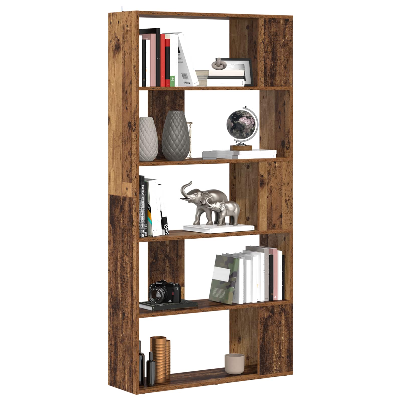 vidaXL Book Cabinet 80 x 24 x 159 cm Engineered Wood Old Wood - Brown