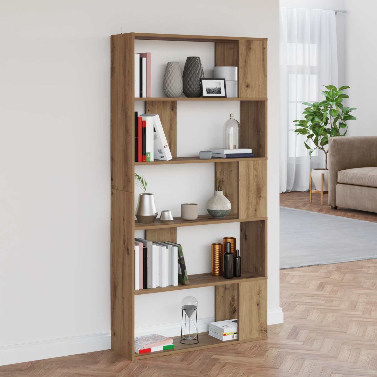 vidaXL Book Cabinet 80 x 24 x 159 cm Engineered Wood Artisan Oak - Brown
