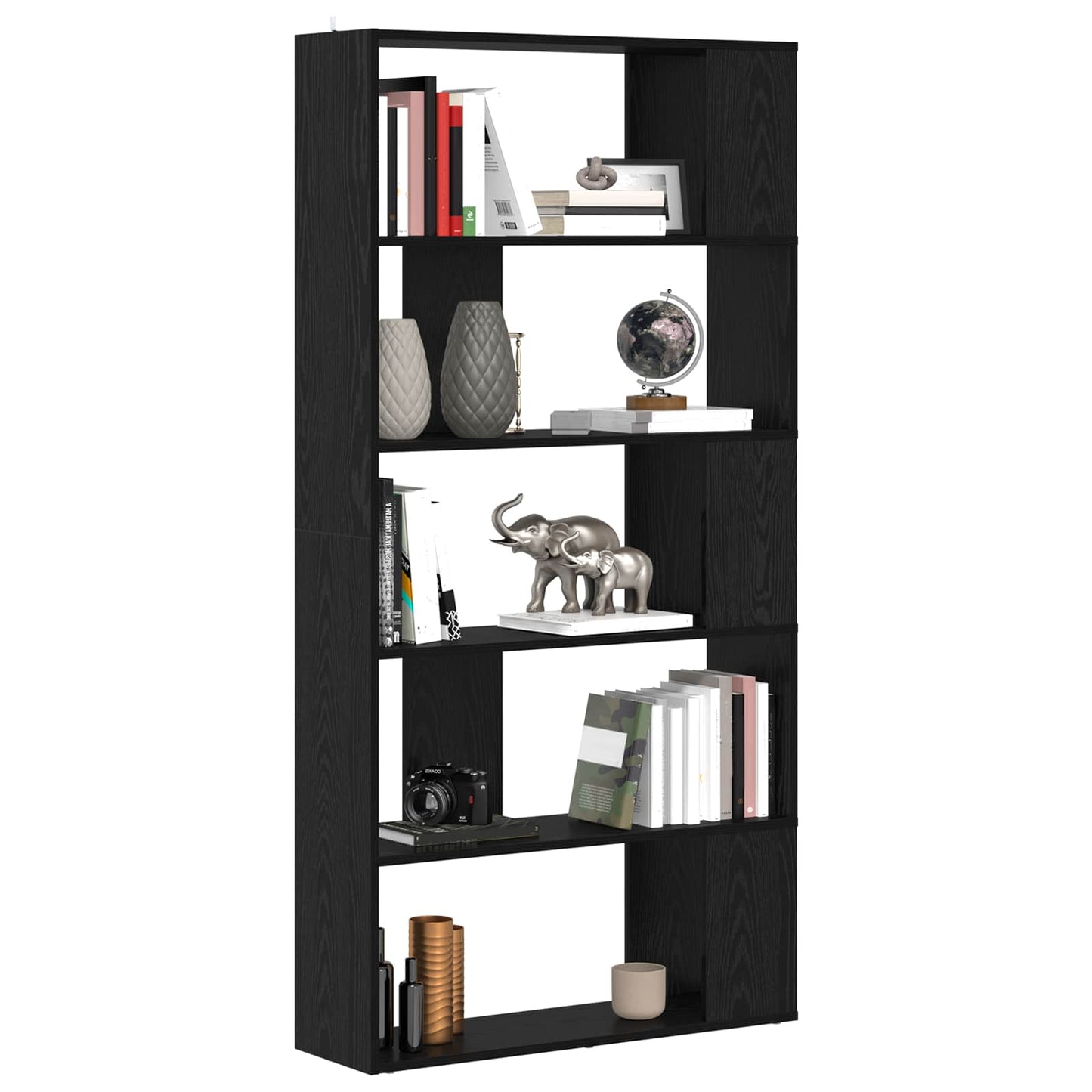 vidaXL Book Cabinet 80 x 24 x 159 cm Engineered Wood Black Oak