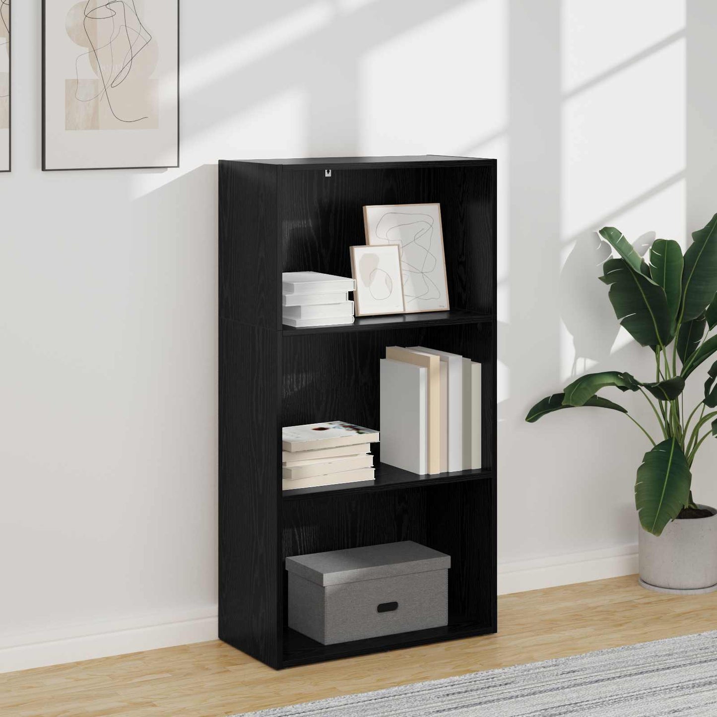 vidaXL Bookshelf 60 x 30 x 114 cm Engineered Wood Black Oak