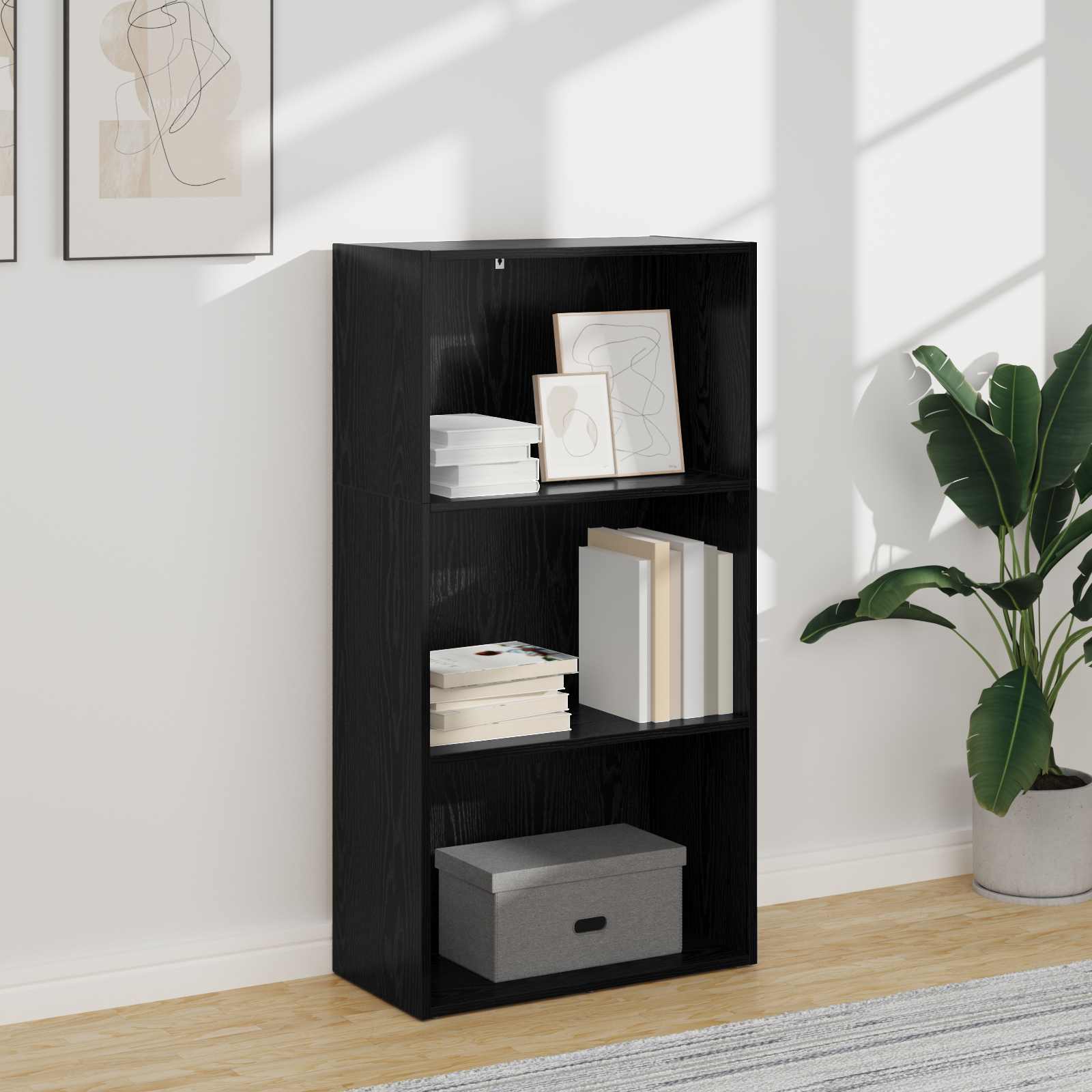 vidaXL Bookshelf 60 x 30 x 114 cm Engineered Wood Black Oak