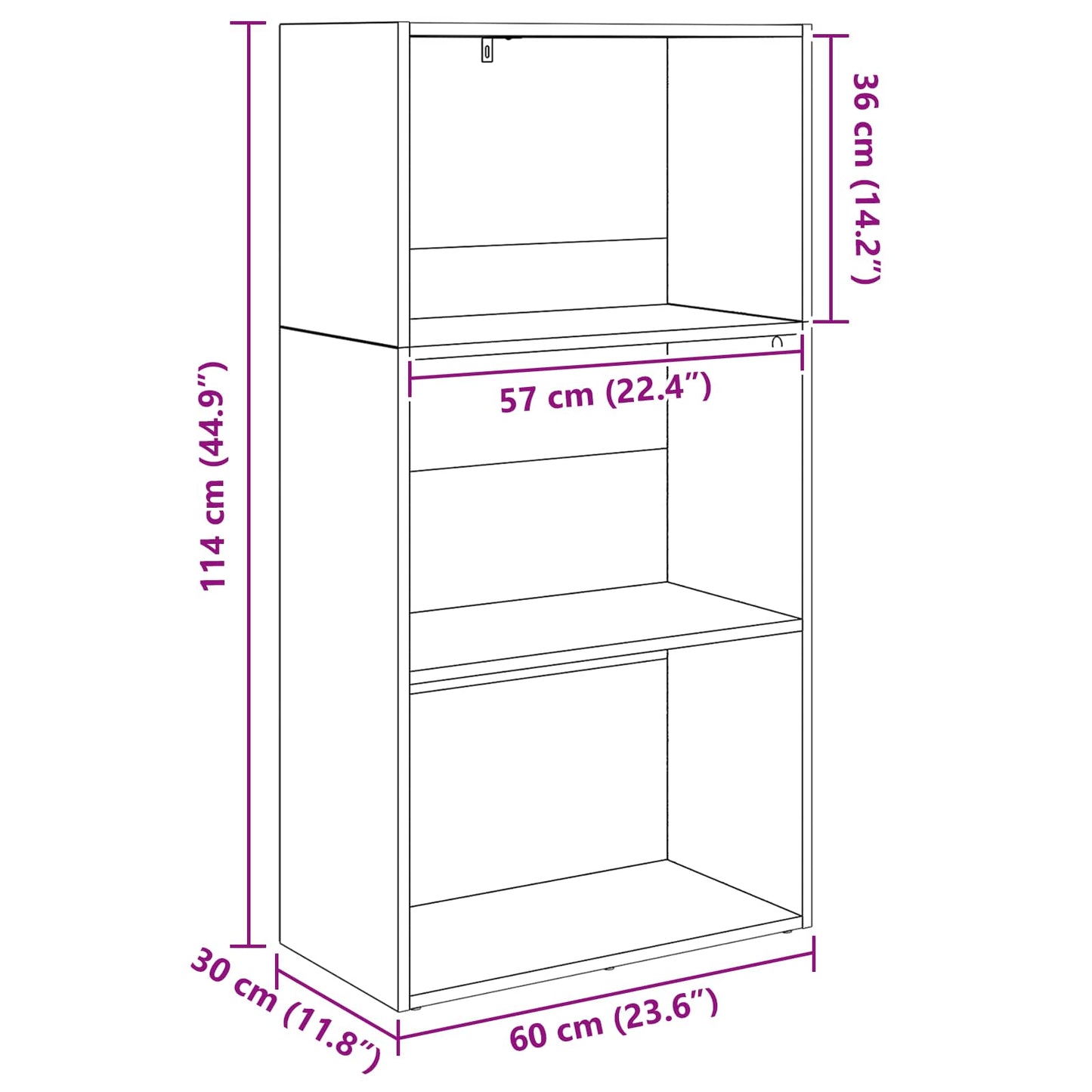 vidaXL Bookshelf 60 x 30 x 114 cm Engineered Wood Black Oak