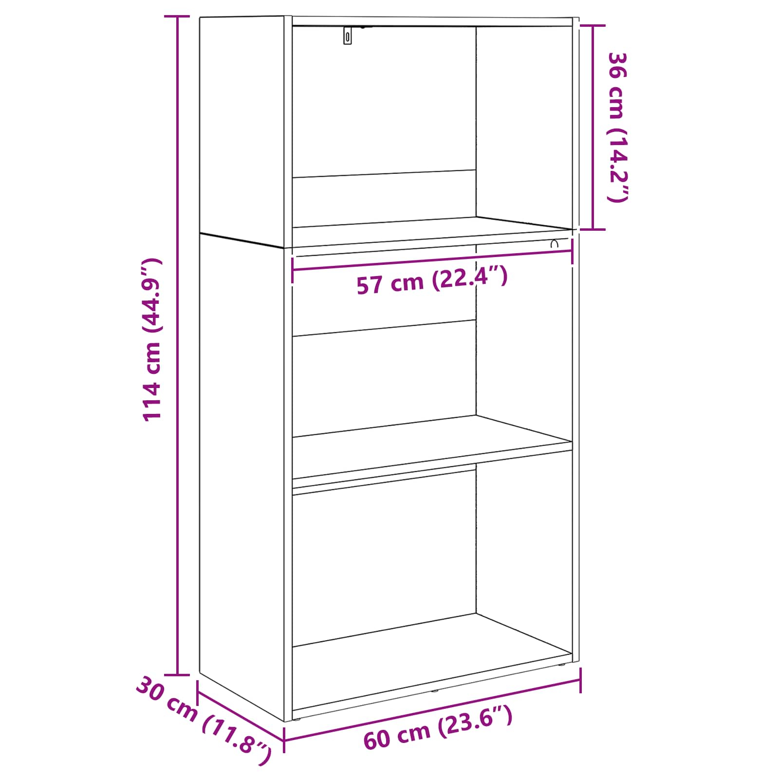 vidaXL Bookshelf 60 x 30 x 114 cm Engineered Wood Black Oak