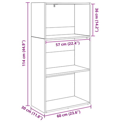 vidaXL Bookshelf 60 x 30 x 114 cm Engineered Wood Black Oak