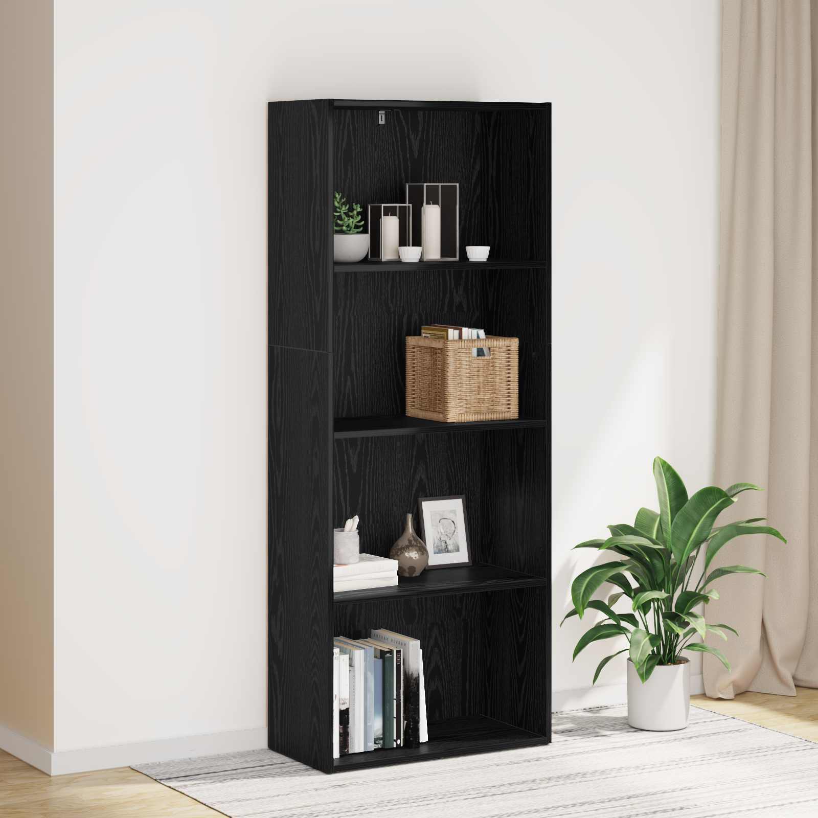 vidaXL Freestanding Bookshelf 60 x 30 x 151.5 cm Engineered Wood - Black