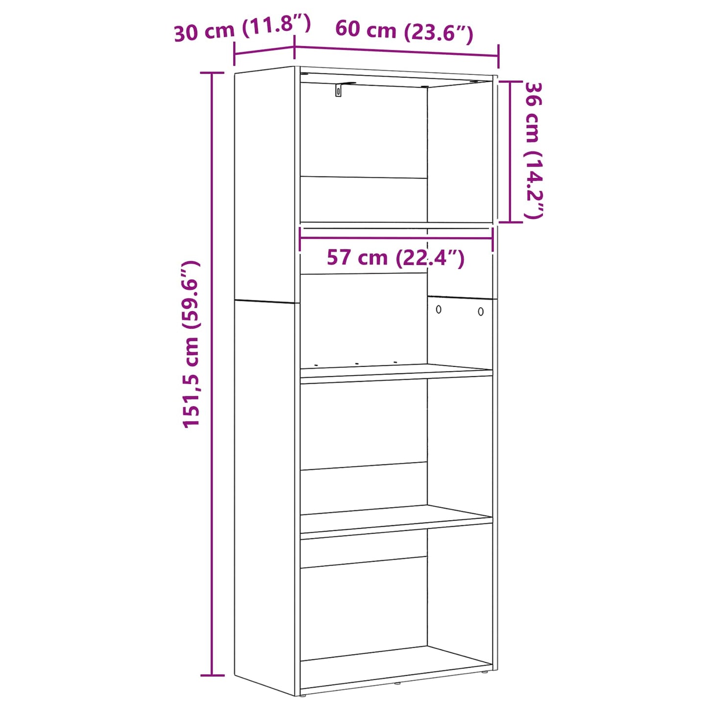 vidaXL Freestanding Bookshelf 60 x 30 x 151.5 cm Engineered Wood - Black