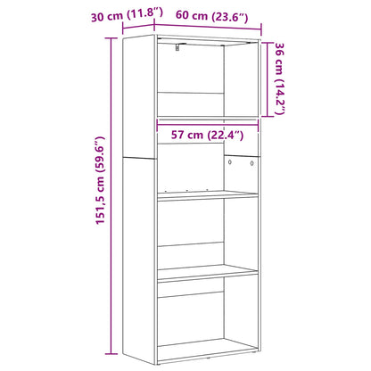 vidaXL Freestanding Bookshelf 60 x 30 x 151.5 cm Engineered Wood - Black