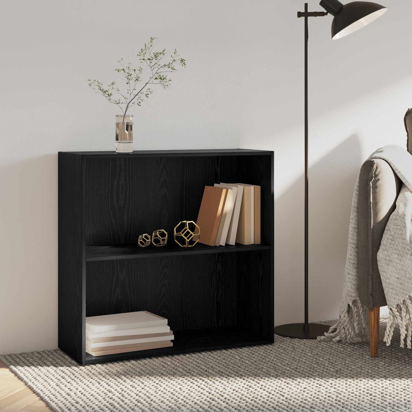 vidaXL Bookshelf 80 x 30 x 76.5 cm Engineered Wood Black Oak