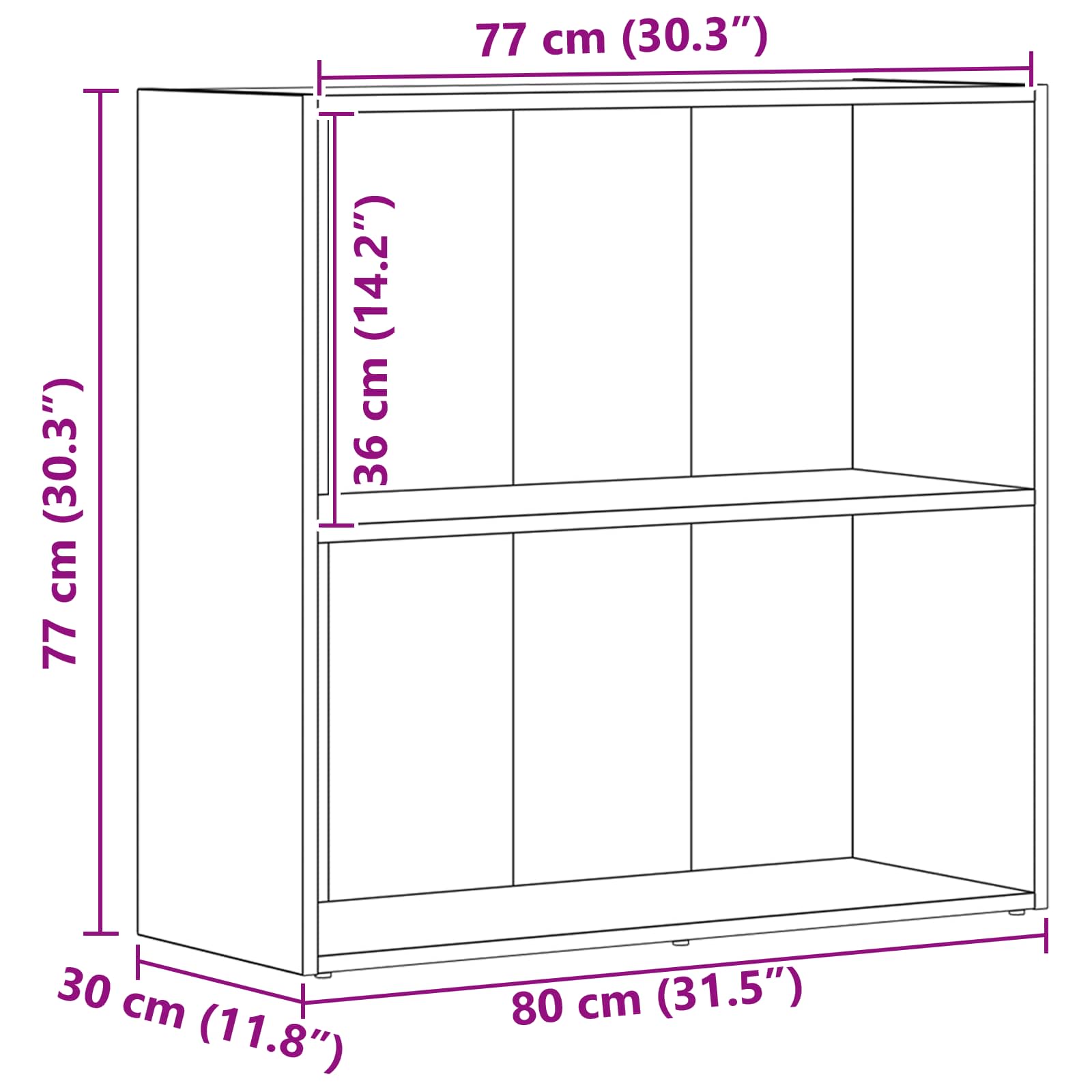 vidaXL Bookshelf 80 x 30 x 76.5 cm Engineered Wood Black Oak