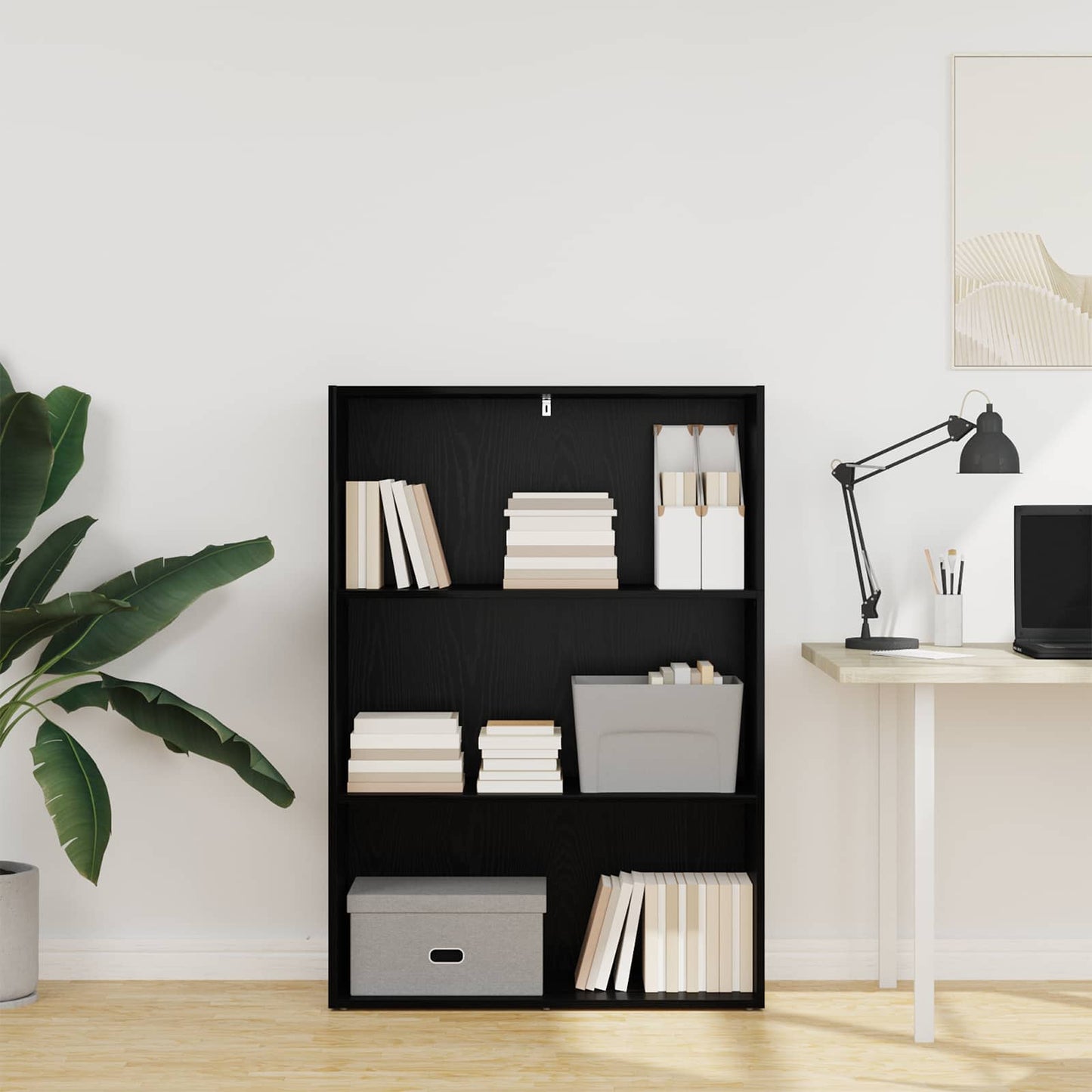 vidaXL Bookshelf 80 x 30 x 114 cm Engineered Wood Black Oak