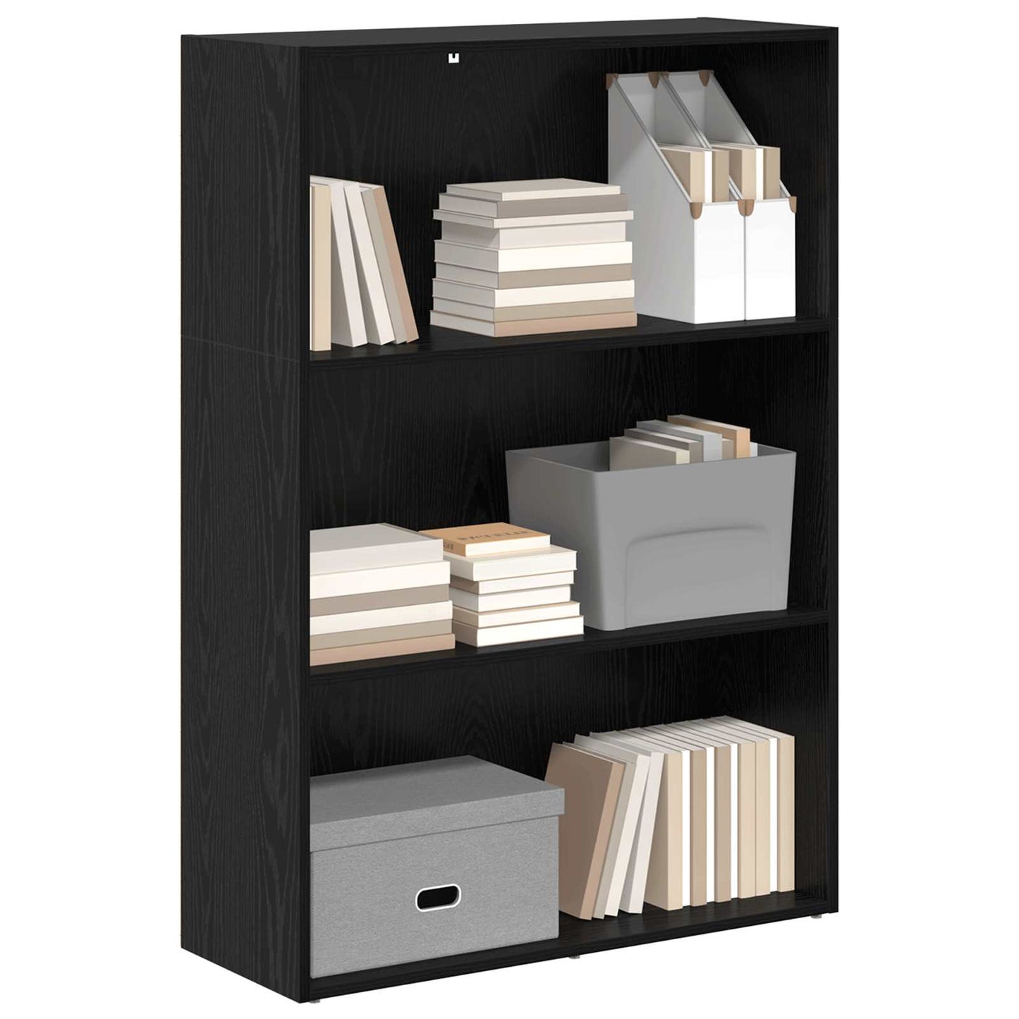 vidaXL Bookshelf 80 x 30 x 114 cm Engineered Wood Black Oak