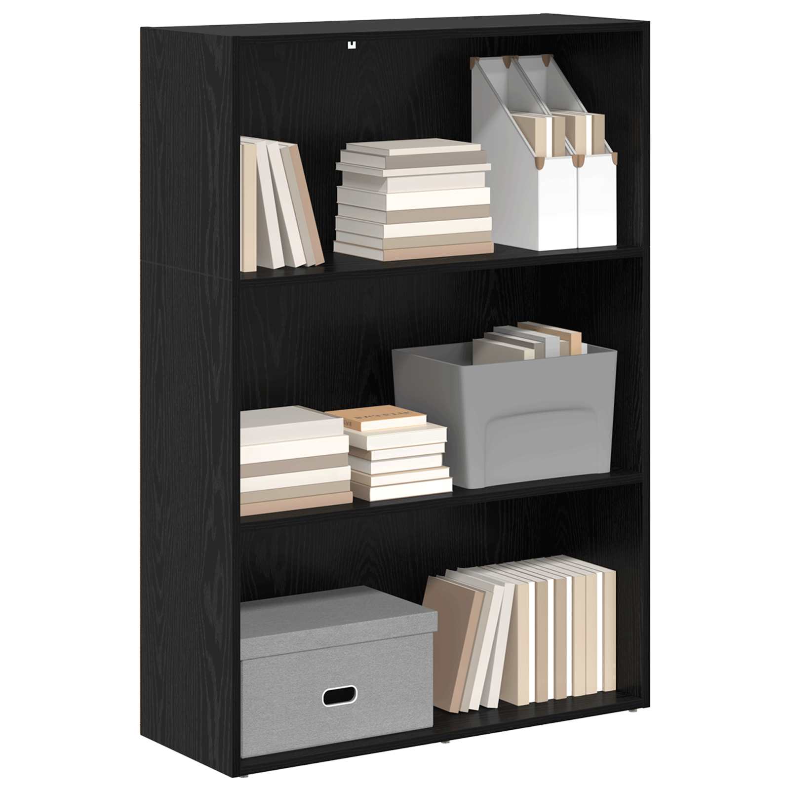vidaXL Bookshelf 80 x 30 x 114 cm Engineered Wood Black Oak