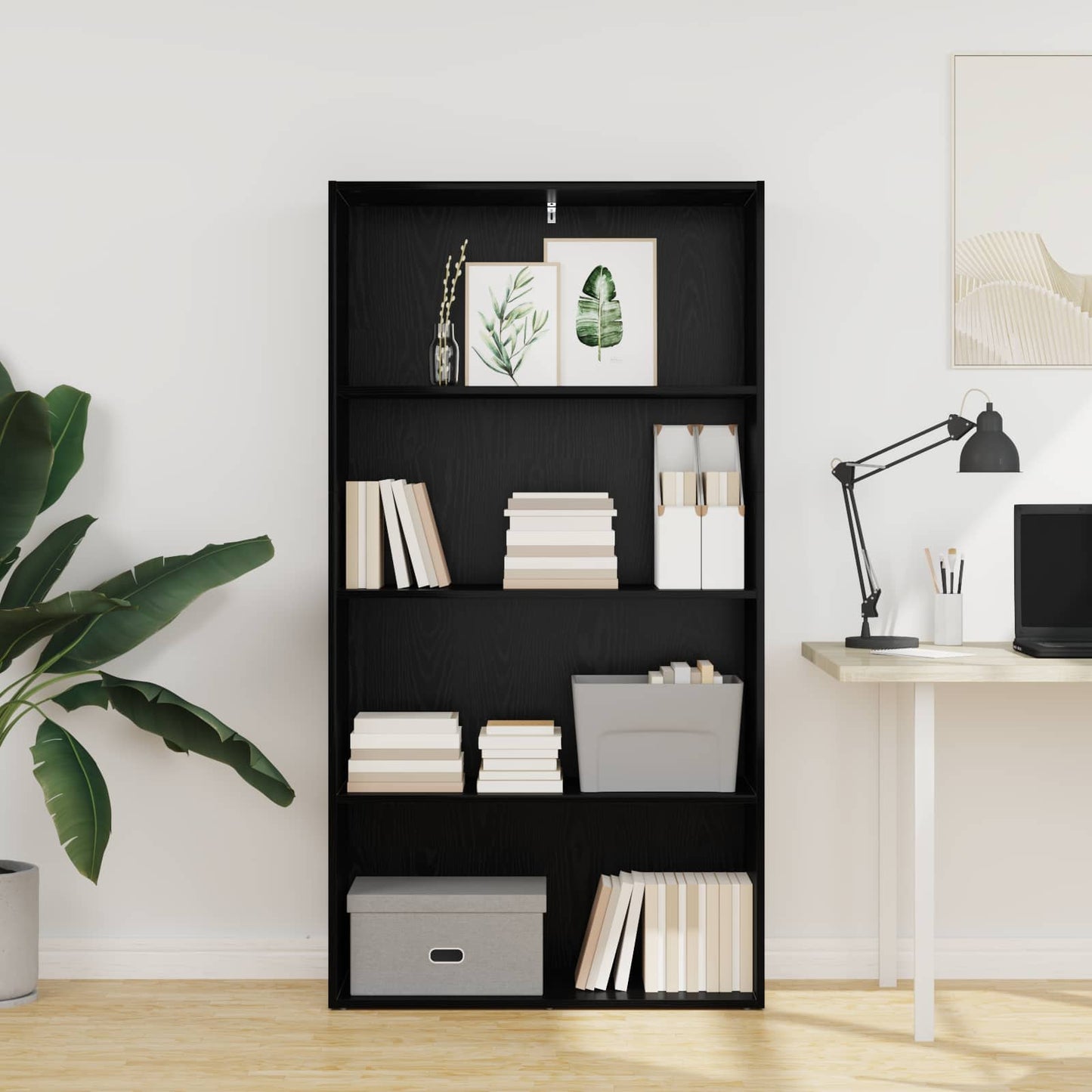 vidaXL Freestanding Bookshelf 80 x 30 x 152 cm Engineered Wood - Black