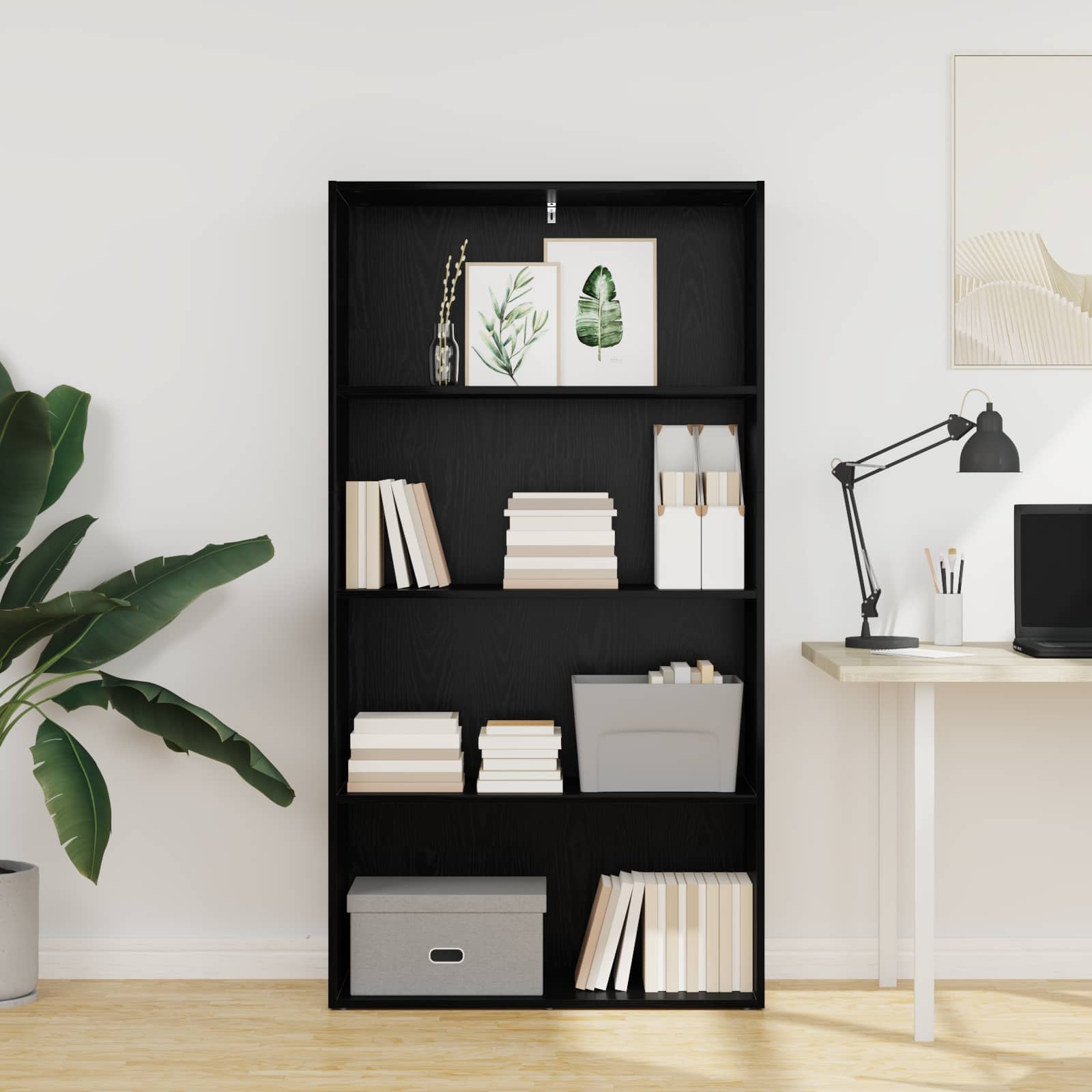 vidaXL Freestanding Bookshelf 80 x 30 x 152 cm Engineered Wood - Black
