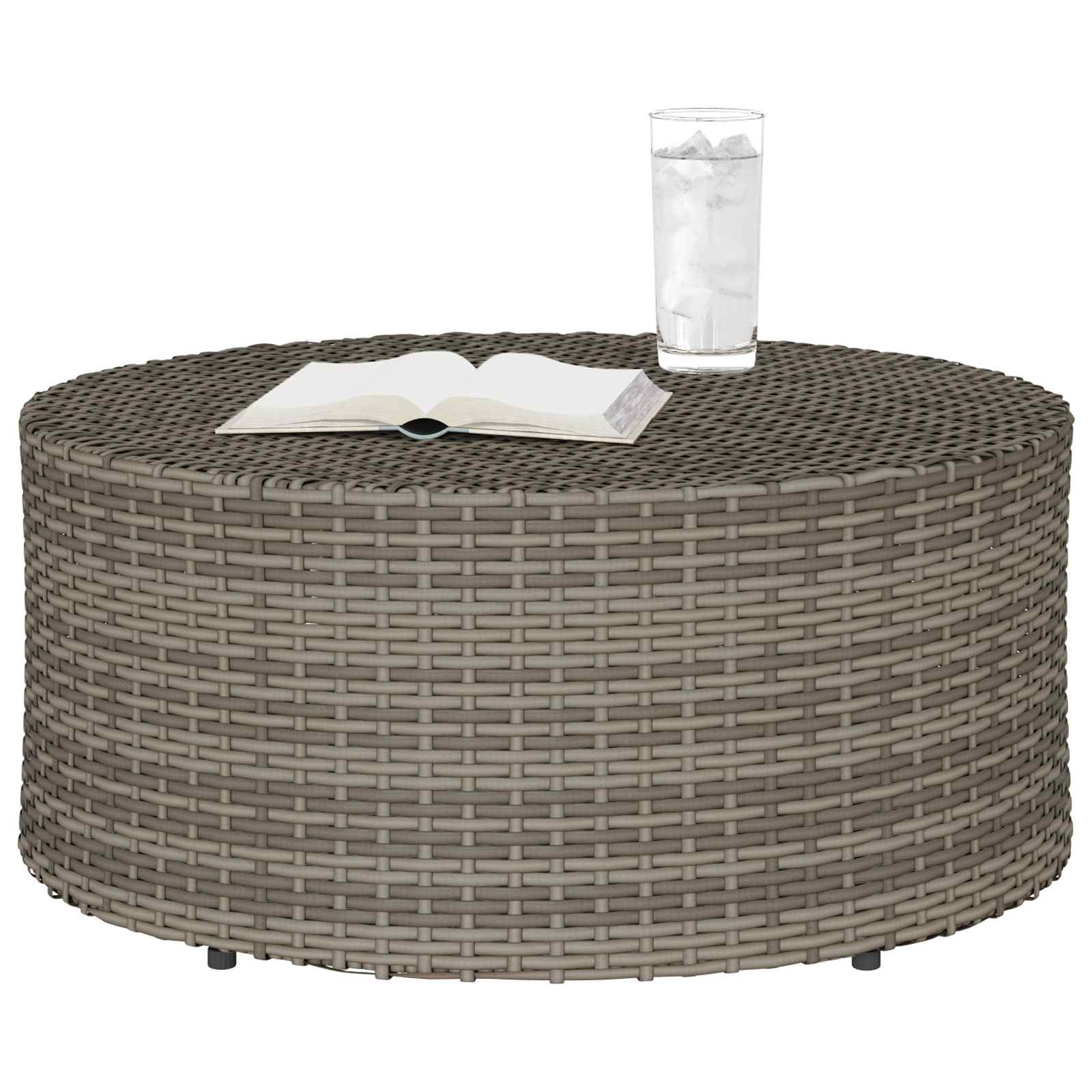 vidaXL Outdoor Coffee Table Grey Ø 68 x 30 cm Poly Rattan
