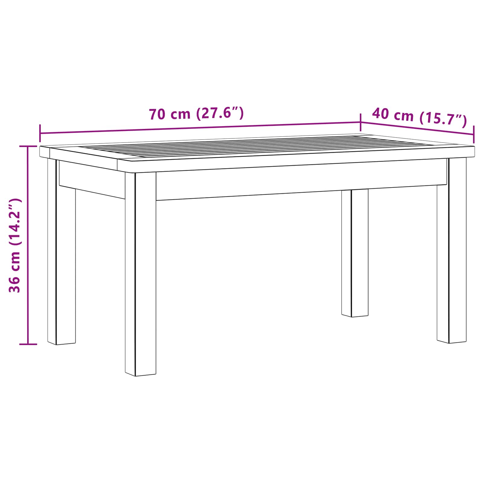 vidaXL Coffee Table Light Acacia 70 x 40 x 36 cm Solid Acacia Wood - Brown