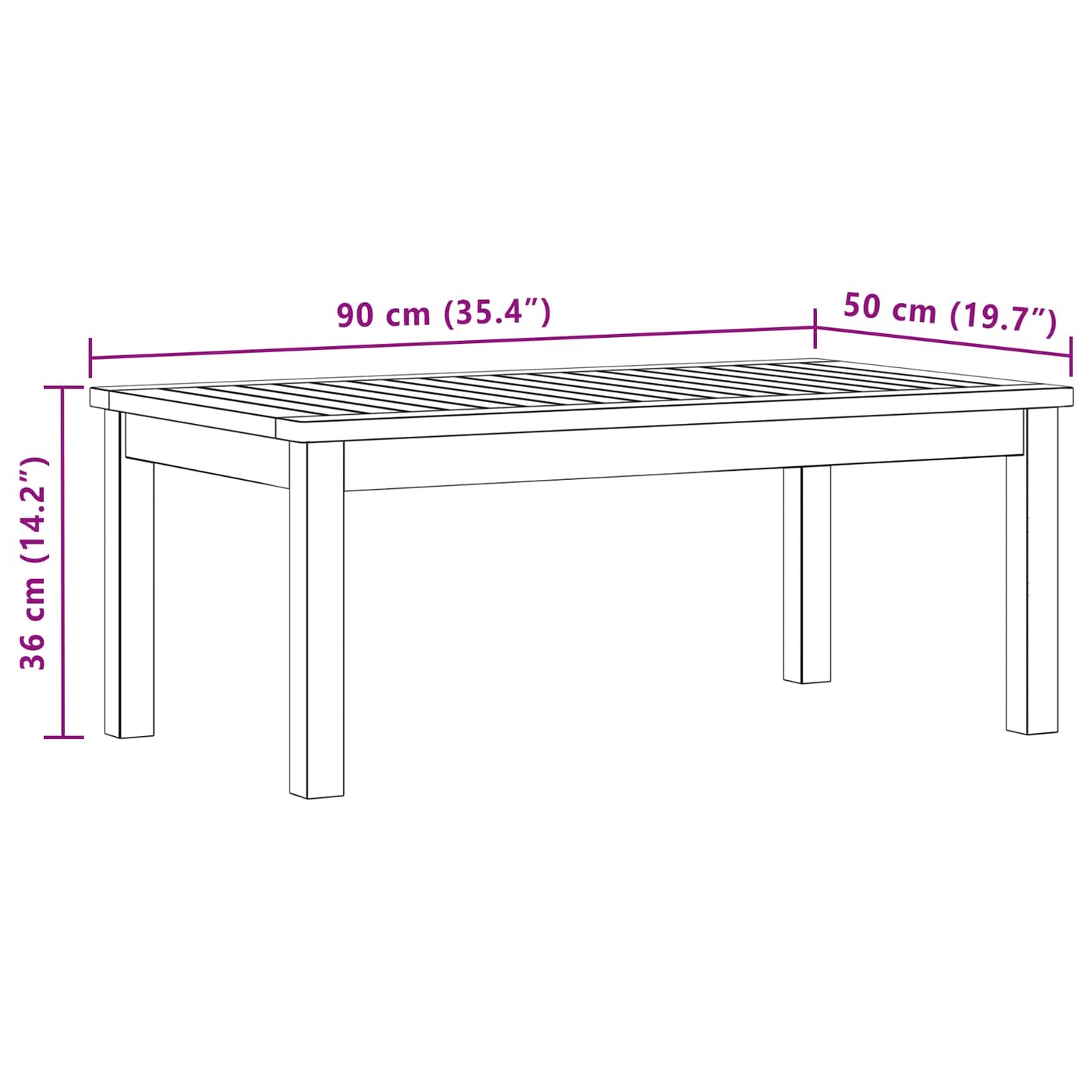 vidaXL Coffee Table Light Acacia 90 x 50 x 36 cm Solid Acacia Wood - Brown