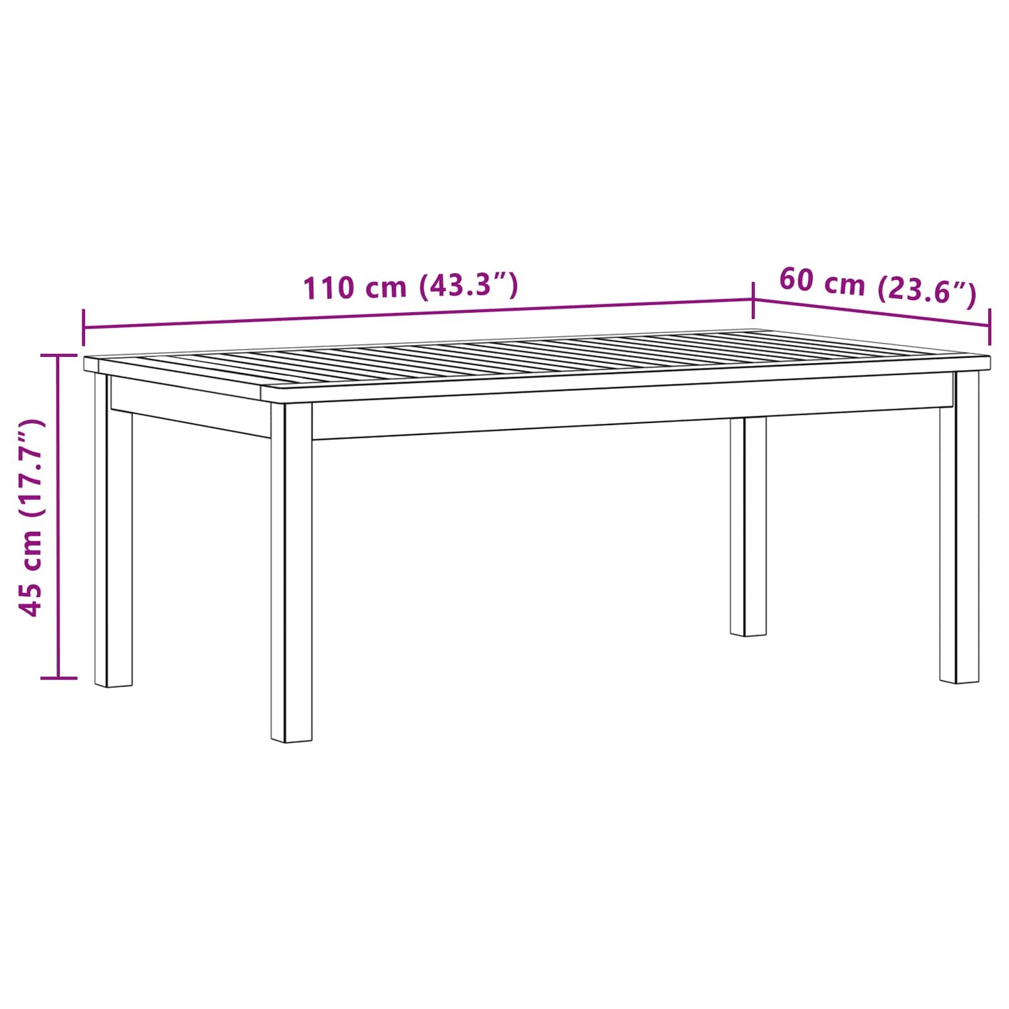 vidaXL Coffee Table Light Acacia 110 x 60 x 45 cm Solid Acacia Wood - Brown