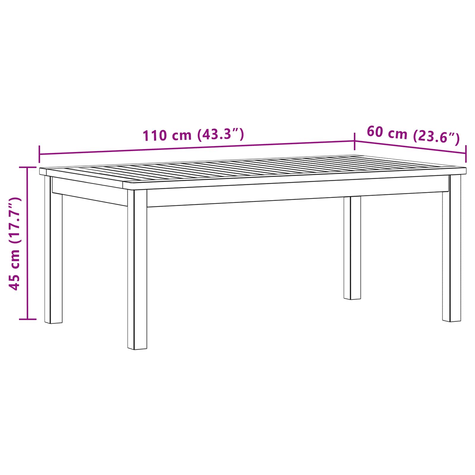 vidaXL Coffee Table Light Acacia 110 x 60 x 45 cm Solid Acacia Wood - Brown