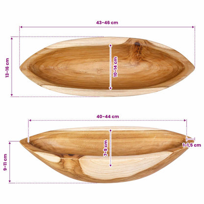 vidaXL Fruit Bowl JEPARA Teak Brown 46 x 16 x 11 cm