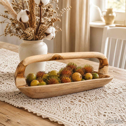 vidaXL Fruit Bowl JEPARA Teak Brown 61 x 21 x 21 cm
