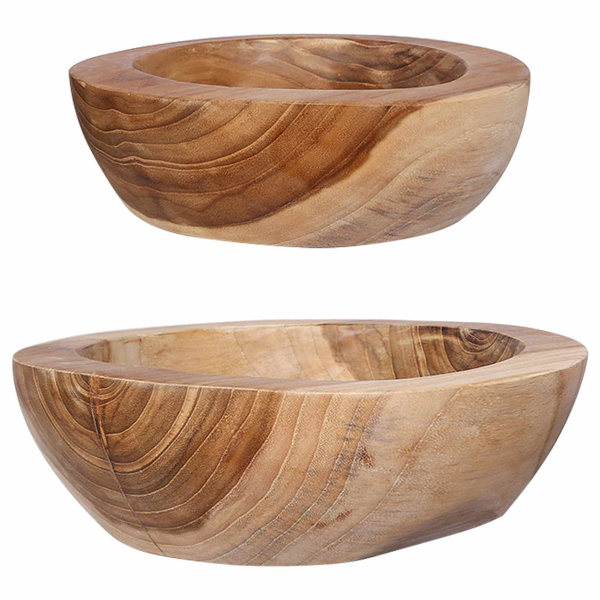 vidaXL Fruit Bowl JEPARA 2 pcs Teak Brown Solid Teak Wood - 26 cm