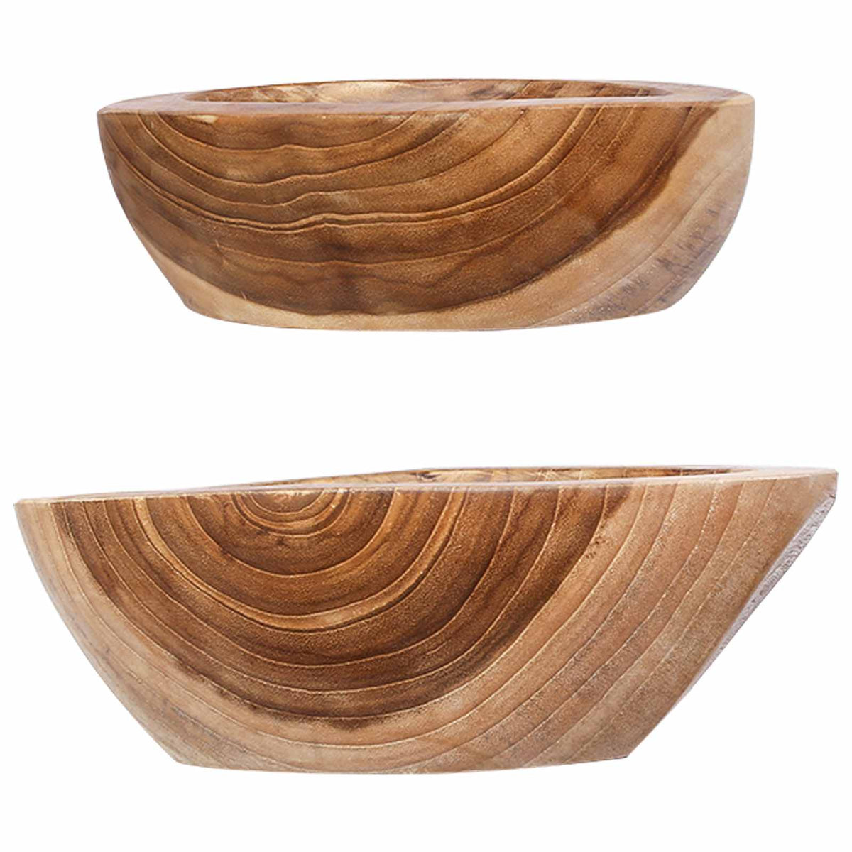 vidaXL Fruit Bowl JEPARA 2 pcs Teak Brown Solid Teak Wood - 26 cm